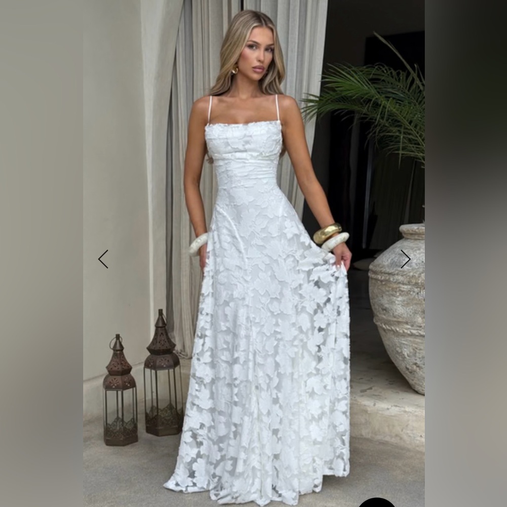 Ivory Floral Lace Maxi Dress